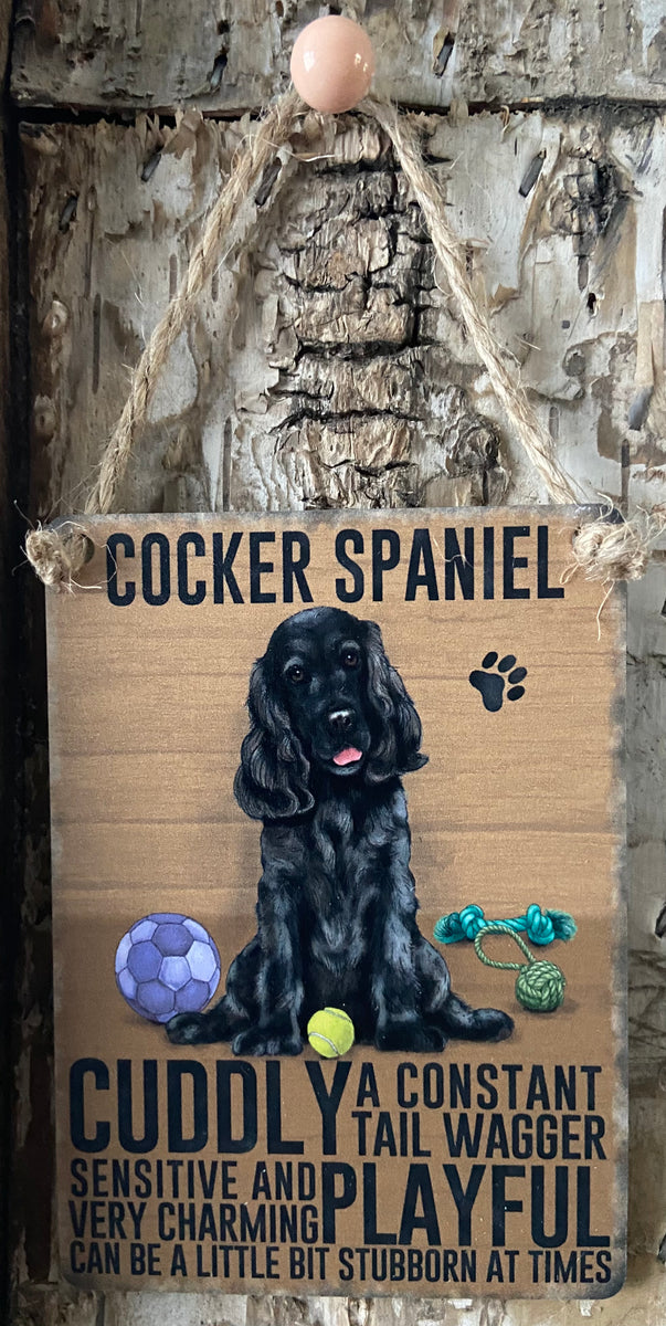 Cocker Spaniel Sign Black Cuddly Cocker Spaniel Mini Metal Dangler S WockerCocker