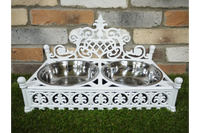 Antique Style Cast Iron White Double Dog Dish Bowl Stand